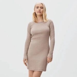 EVERLANE Ribbed Organic Cotton Mini Dress Size M tan beige neutral